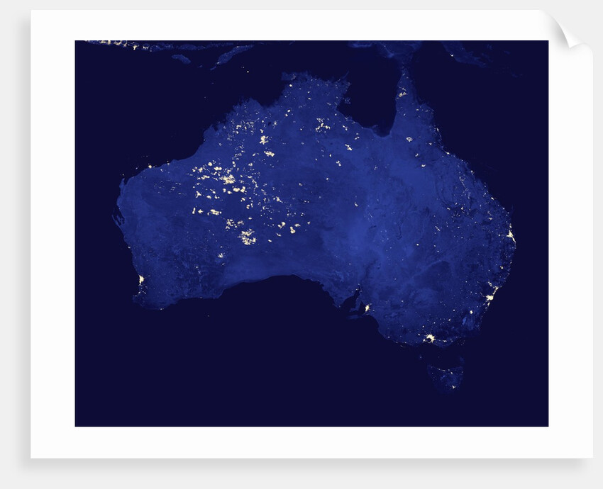 Composite view showing night lights and wildfires in Australia by Anonymous