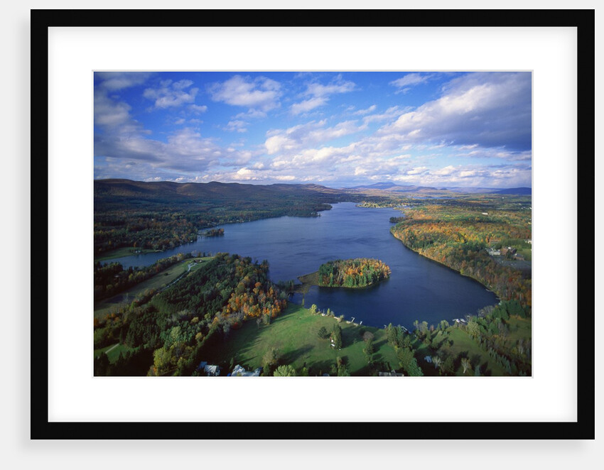 Aerial view of river and forest, Pittsfield, Massachusetts, USA by Anonymous