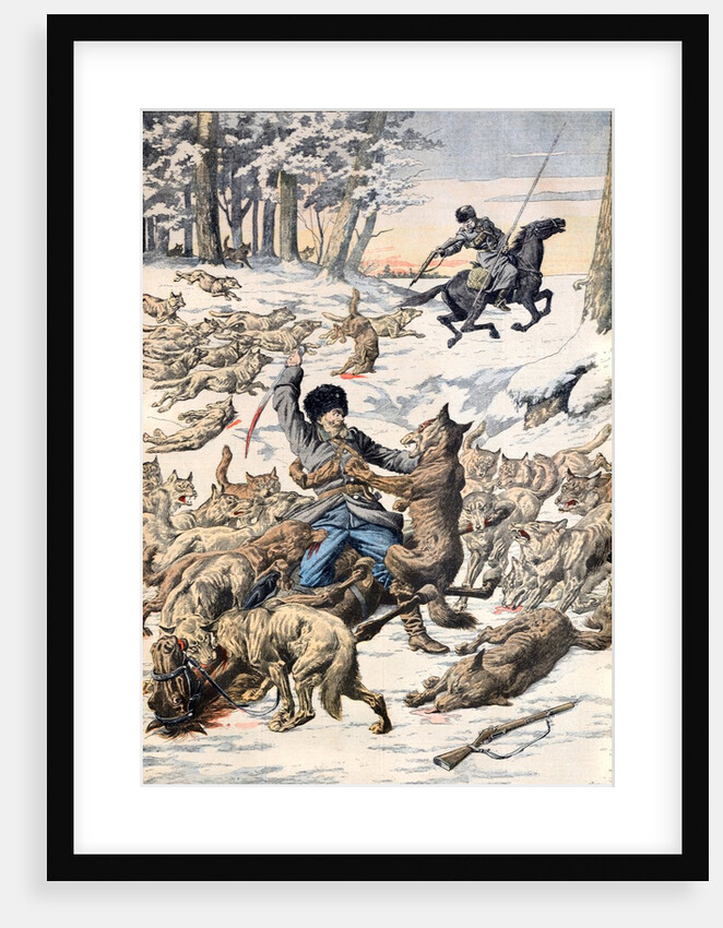 Cossacks Attacked by Wolves Manchuria Siberia (May 1904) by Anonymous
