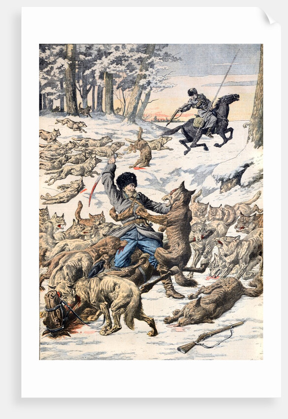 Cossacks Attacked by Wolves Manchuria Siberia (May 1904) by Anonymous