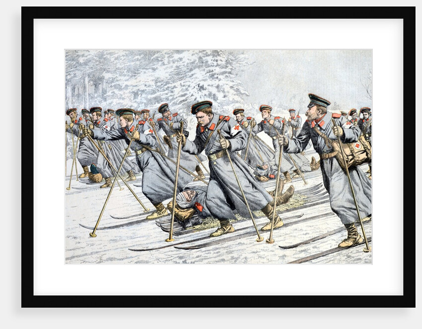 Russian Soldiers Transport Injured on Skies Russo-Japanese War ( by Anonymous