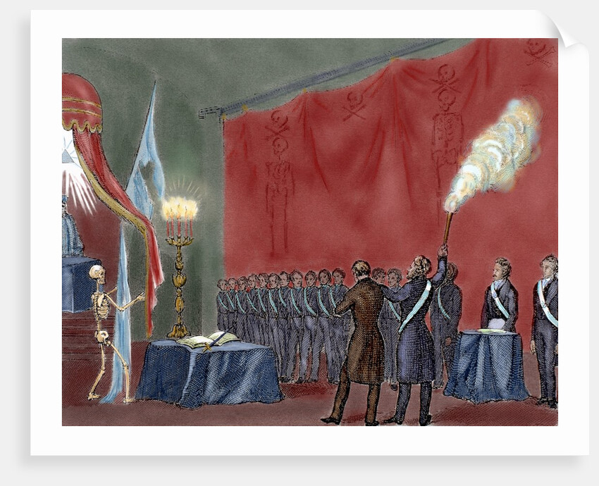 Secret Societies (nineteenth century). Initiation ceremony of a new member by Anonymous