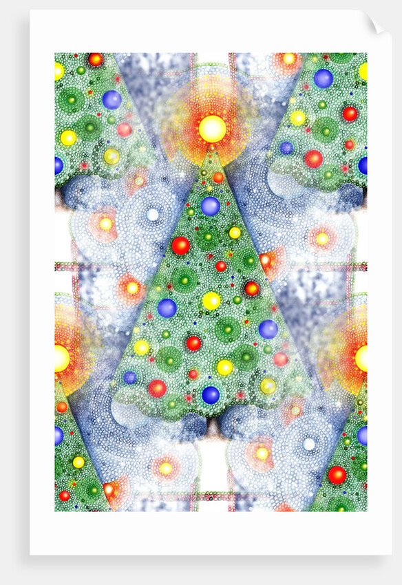 Decorated Christmas trees by Anonymous