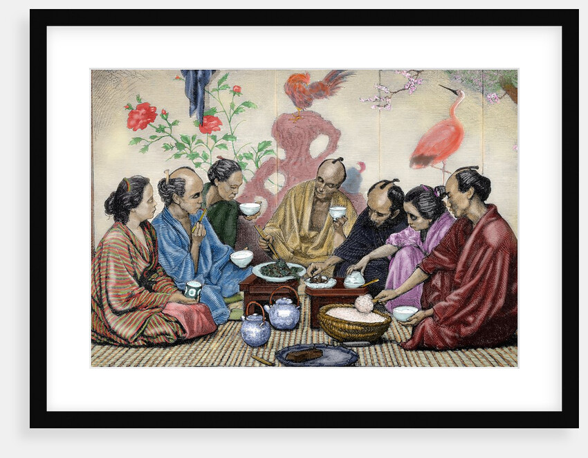 Japanese family eating by Anonymous