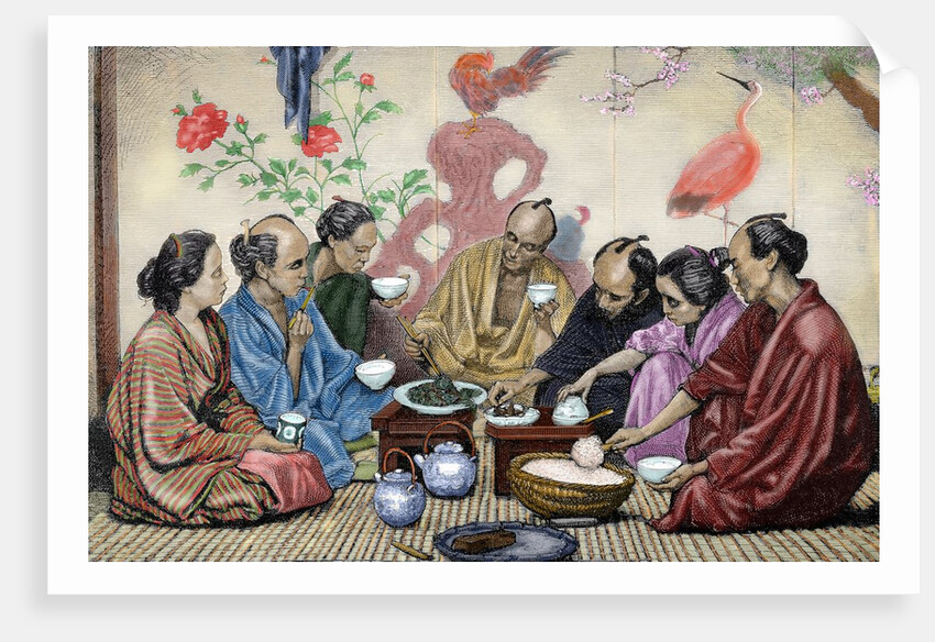 Japanese family eating by Anonymous