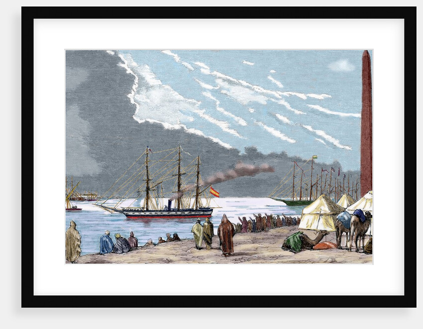 Egypt. The Spanish frigate "Berenguela" by the Suez Canal by Anonymous
