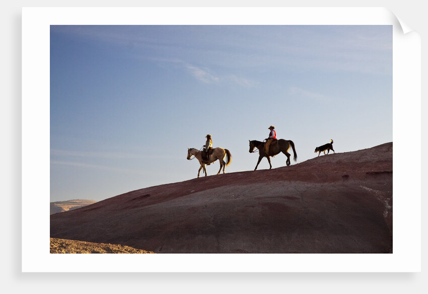 Cowgirls and dogs along the ridge of The Painted Hills by Anonymous