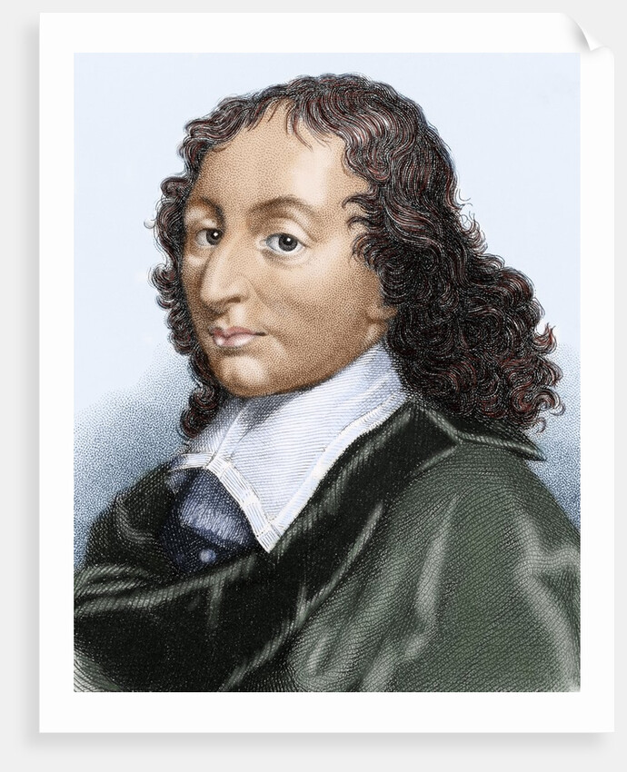 Pascal, Blaise (1623-1662). Colored engraving by Anonymous
