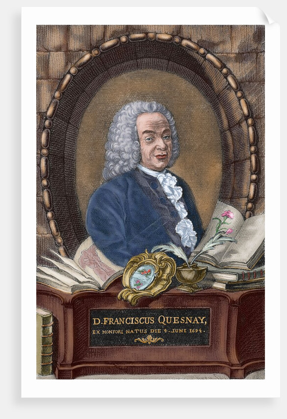 Francois Quesnay (1694-1774). French economist. Colored engraving by Anonymous