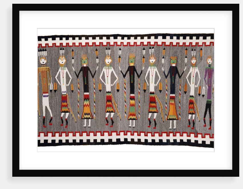A Navajo Yei Rug showing nine figures by Anonymous