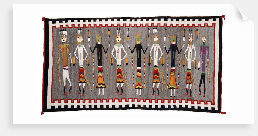 A Navajo Yei Rug showing nine figures by Anonymous