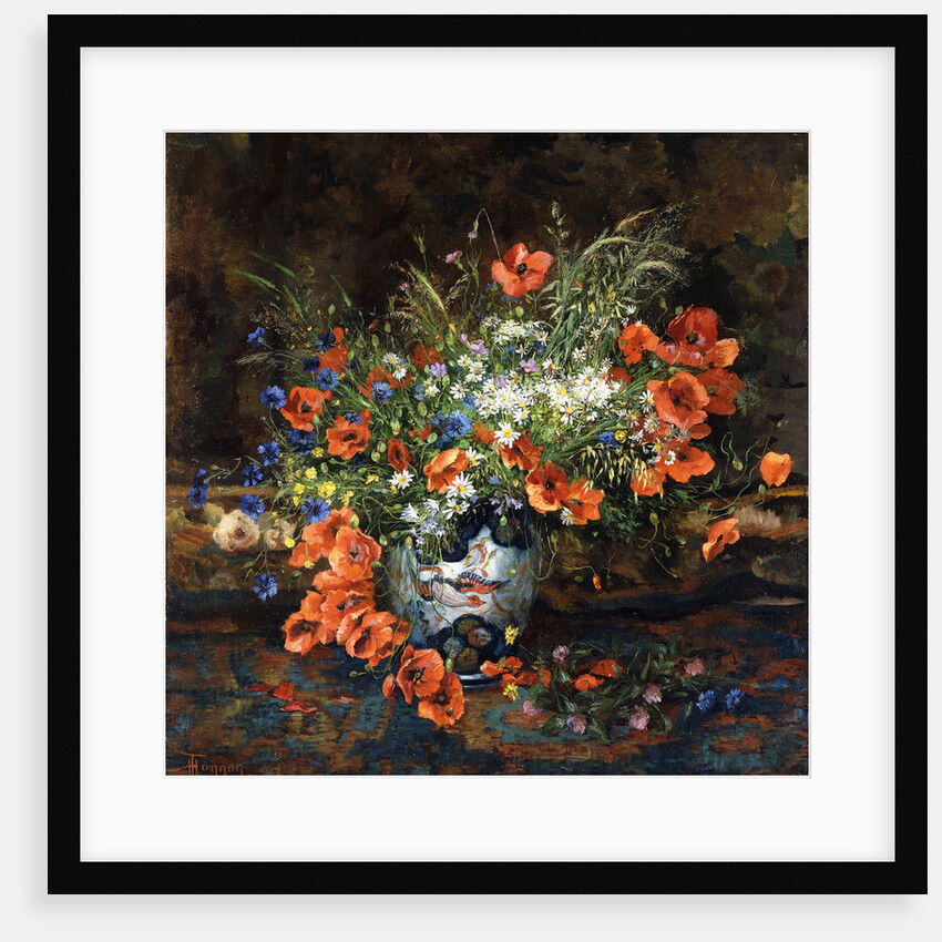Poppies, Daisies, Buttercups and other Flowers in a Japanese Imari Vase by Theodore Hannon