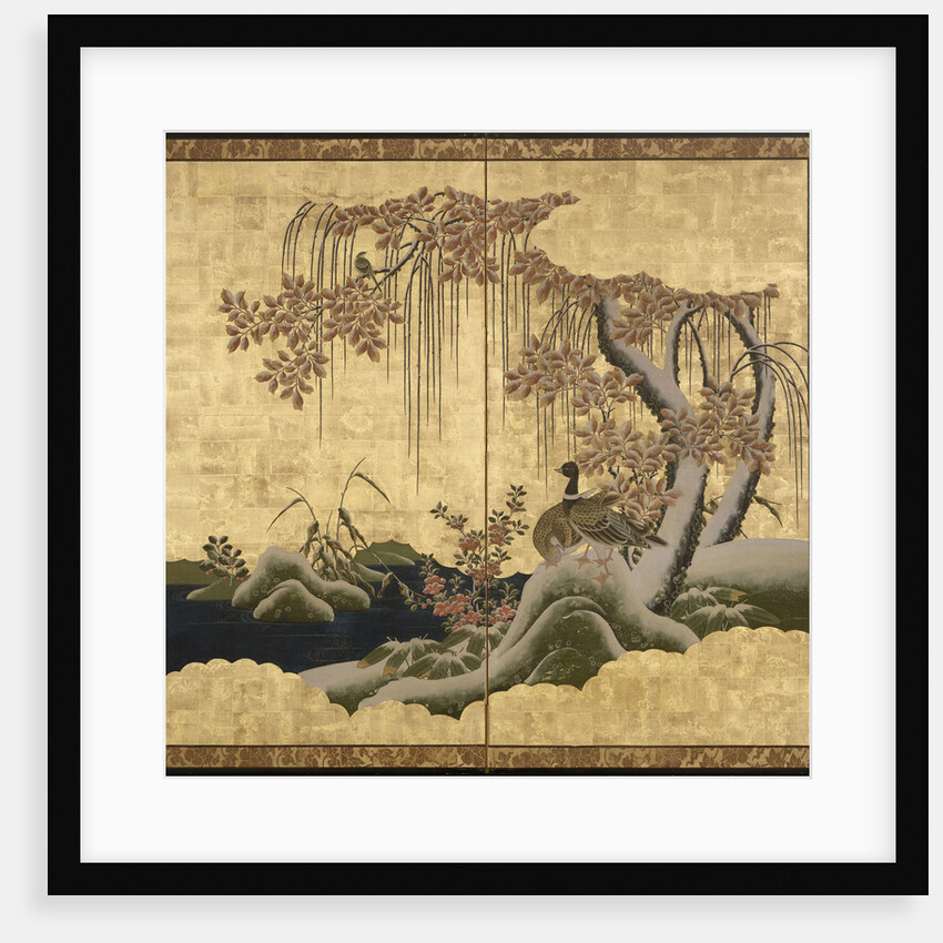 Ducks, one of a pair of two-panel screens by Anonymous