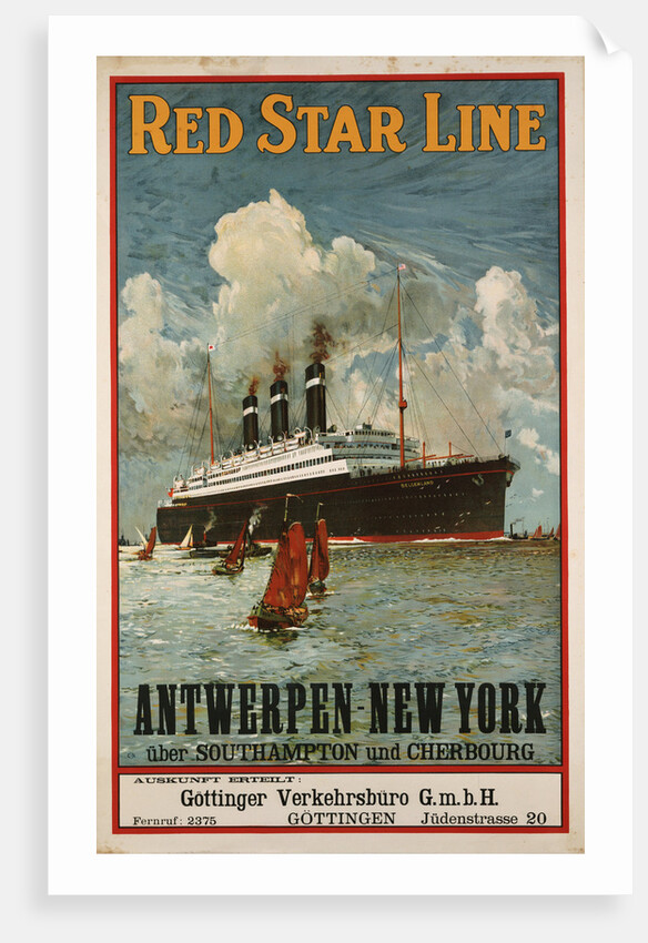 Red Star Line, Antwerpen-New York poster by Anonymous