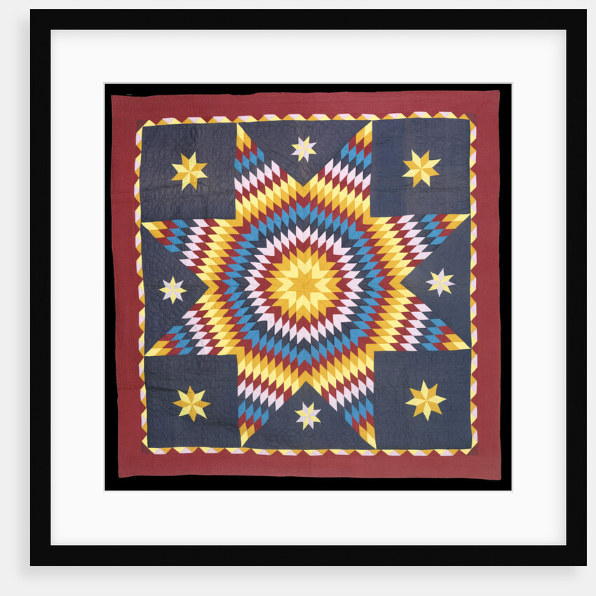 A pieced and appliqued cotton quilted coverlet by Anonymous