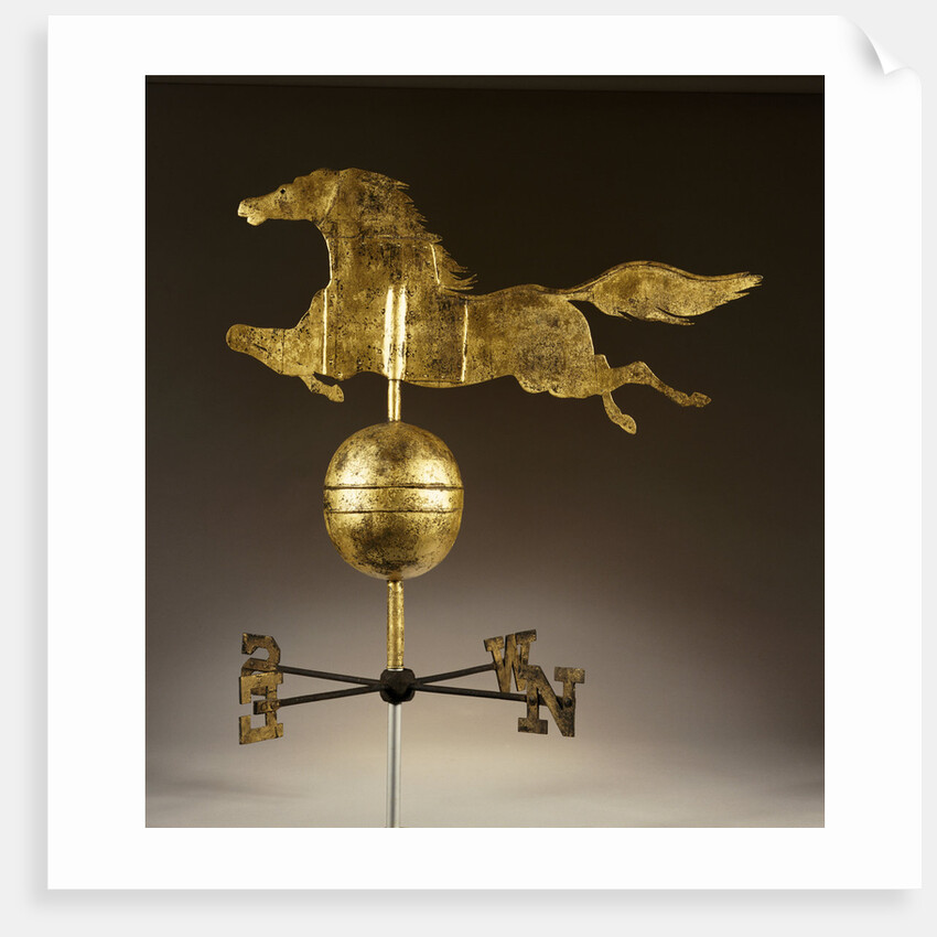 A gilded sheet iron weathervane in the form of a galloping horse by Anonymous