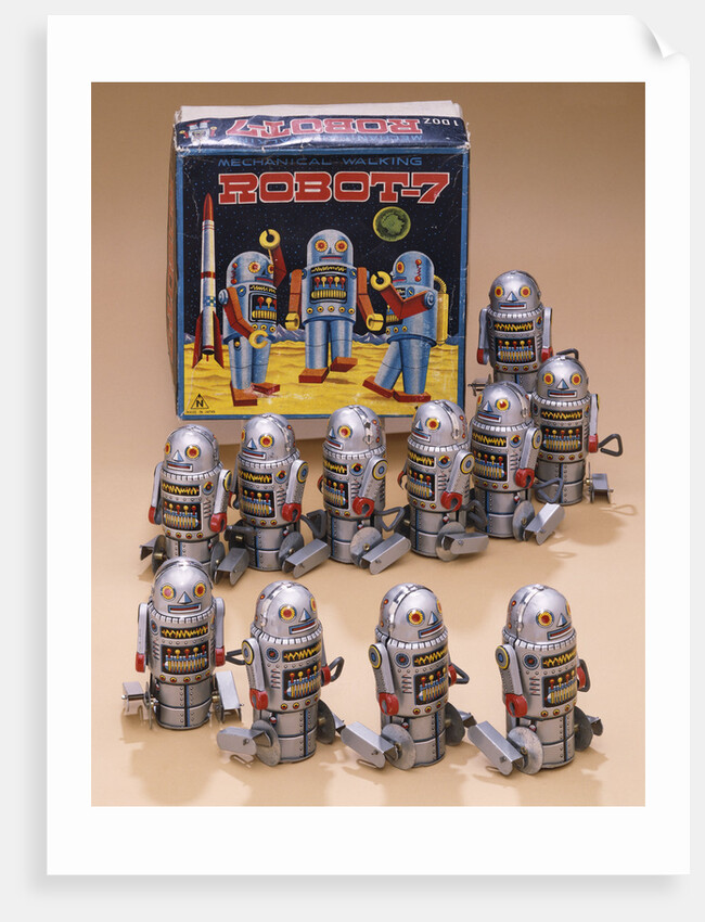 Robot 7 wind-up walking robots with original box by Anonymous