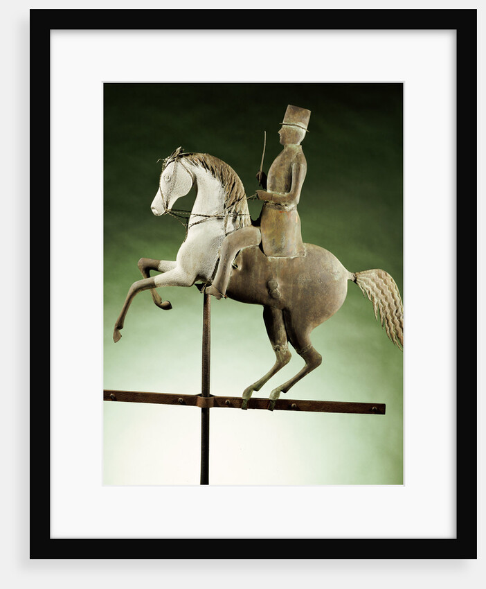 An extremely rare and important molded copper and zinc worse and rider weathervane by Anonymous