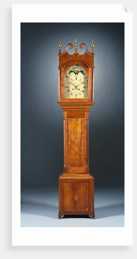 A rare federal inlaid cherrywood tall-case clock by Anonymous