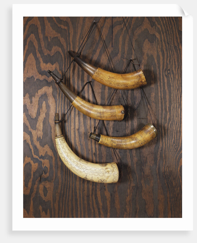 A collection of engraved powder horns by Anonymous