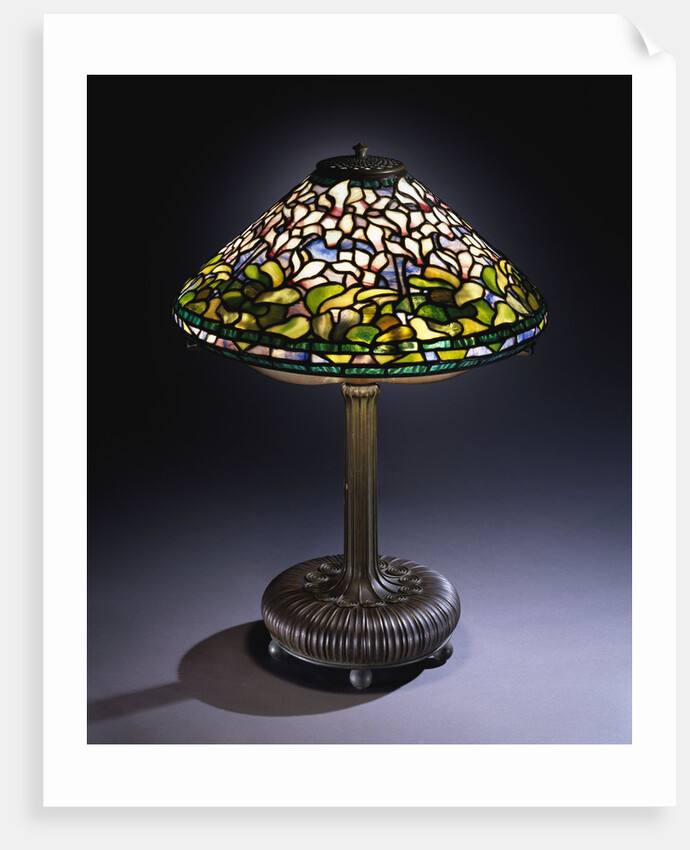 Tiffany Studios 'Cyclamen' leaded glass and bronze table lamp by Anonymous