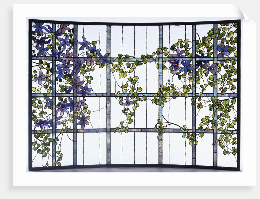 Tiffany Studios 'Clematis' leaded glass three-sectioned skylight by Anonymous