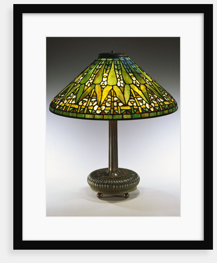 Tiffany Studios 'Arrowroot' leaded glass and bronze table lamp by Anonymous