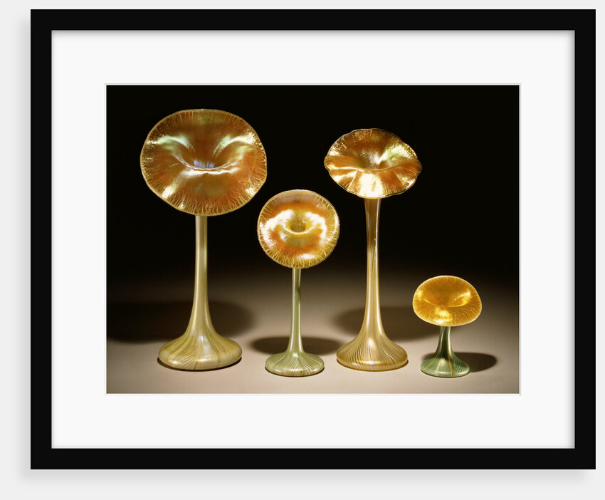 A group of Quezal Iridized glass 'Lily' vases by Anonymous