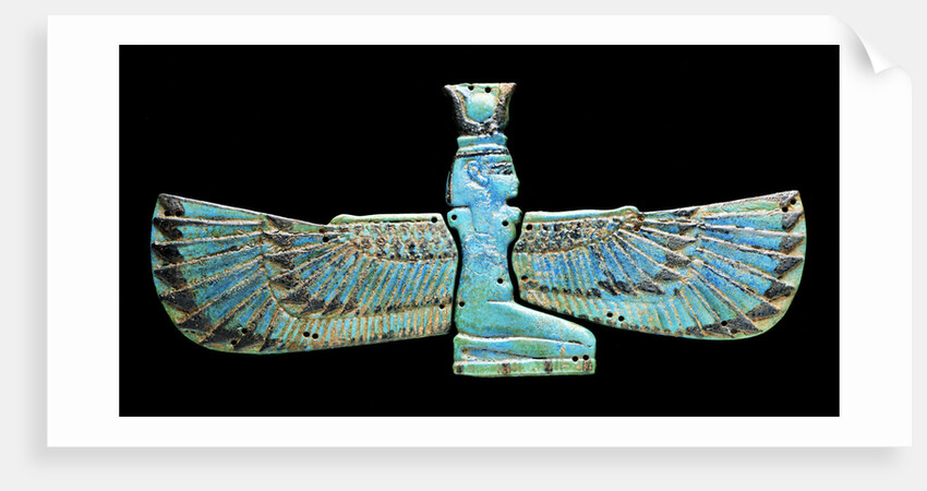 An Egyptian turquoise glazed composition pectorial in the form of a winged Isis by Anonymous