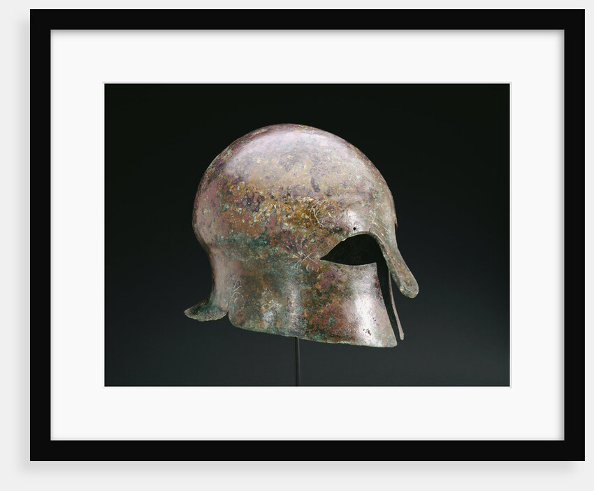 A Greek bronze Corinthian helmet by Anonymous