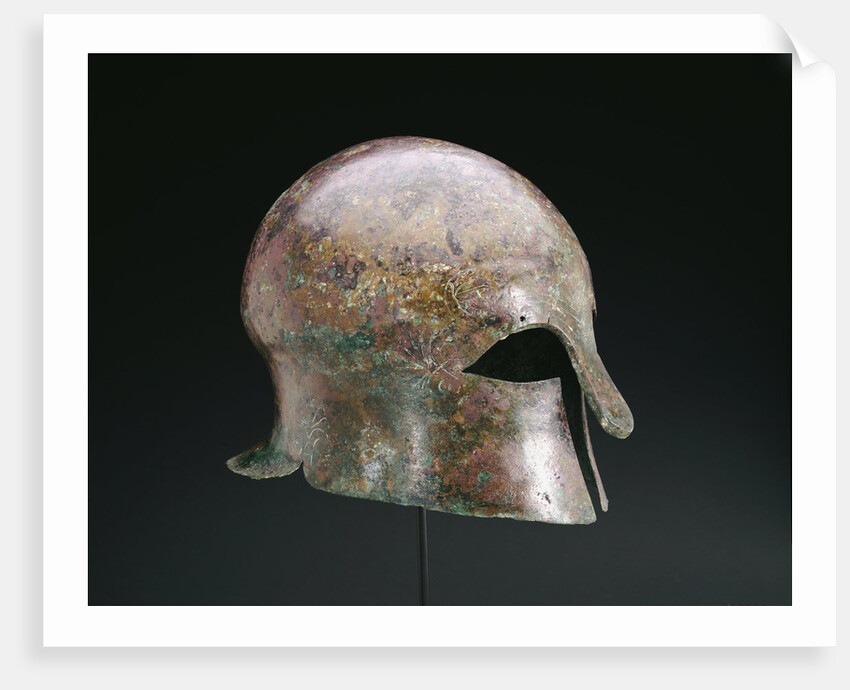 A Greek bronze Corinthian helmet by Anonymous