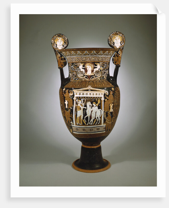 A large red-figure Apulian volute krater depicting a naikos (young warrior) and a winged Nike by Anonymous