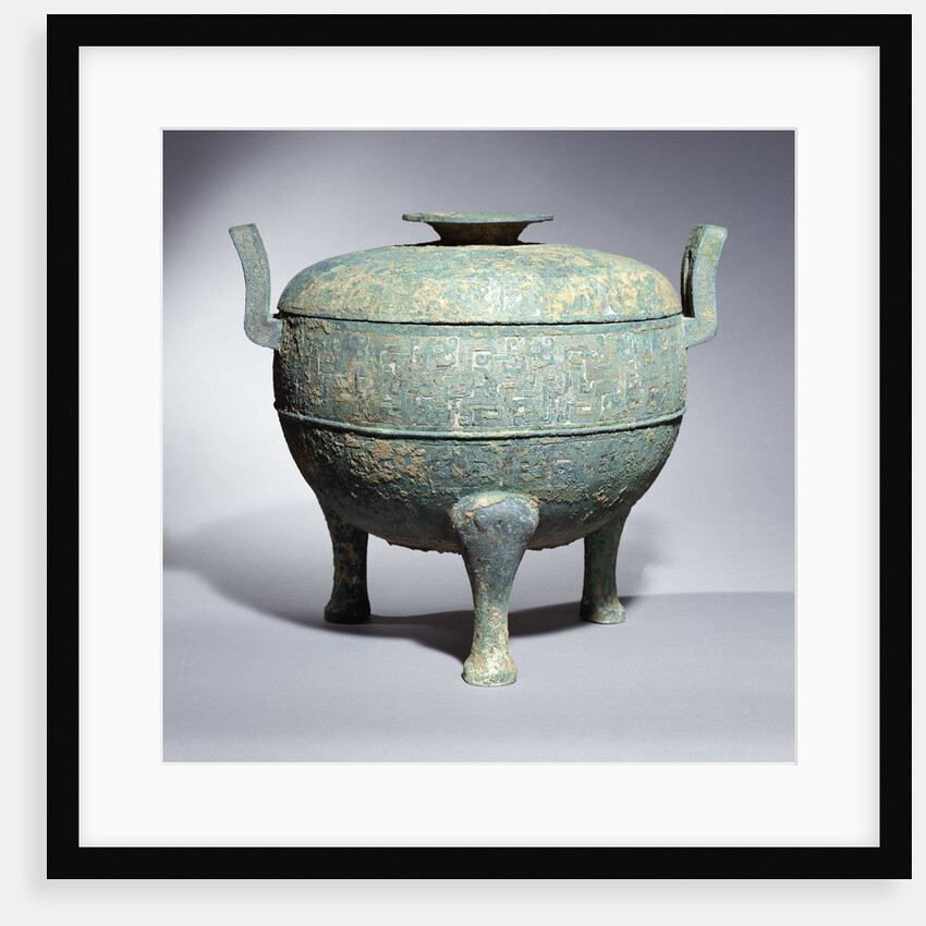 A rare large archaic bronze tripod vessel and cover 'Ding' by Anonymous