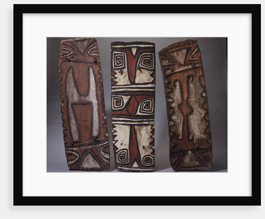 Three Mountain Ok shields of rectangular form by Anonymous