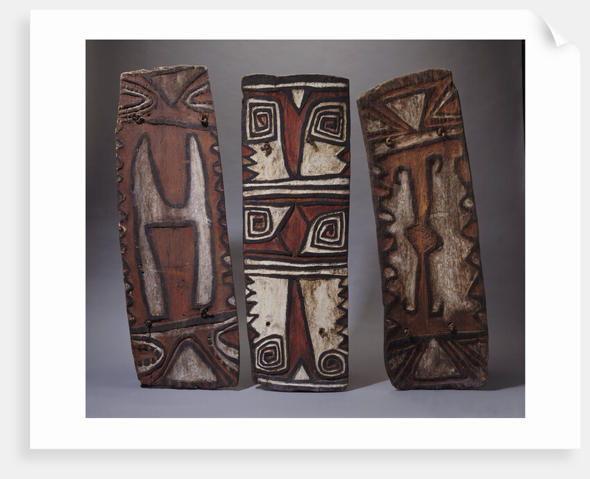 Three Mountain Ok shields of rectangular form by Anonymous