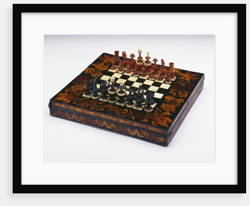 A Louis XIV ivory, ebony and floral marquetry games-board by Anonymous