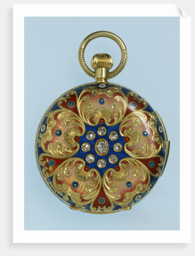 A Swiss gold, enamel and jewelled hunter-cased Jacquemart repeating watch by Anonymous