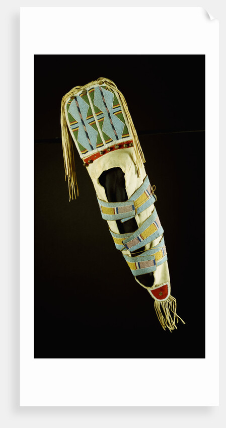 Crow beaded hide cradleboard by Anonymous