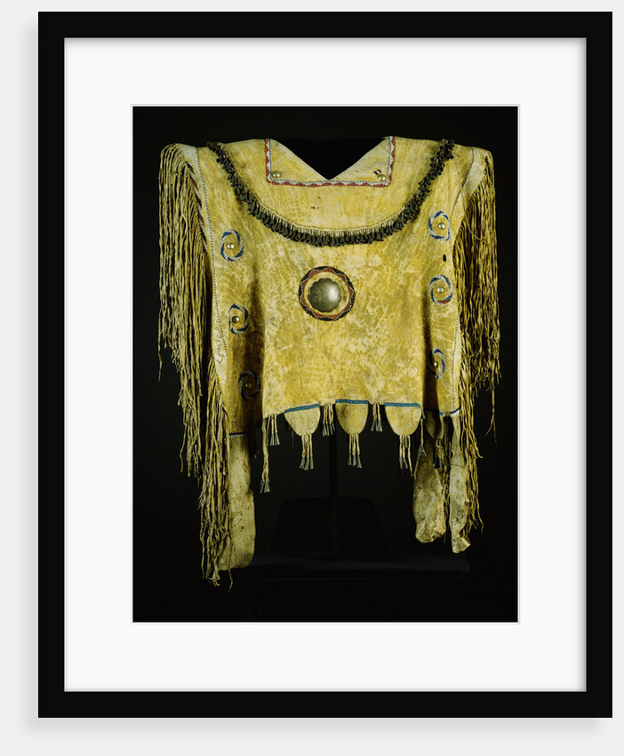 An Apache beaded and fringed buckskin poncho by Anonymous