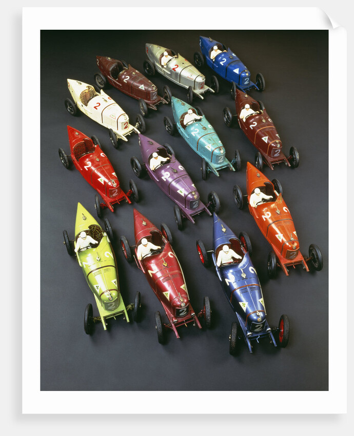 A group of CIJ clockwork painted tinplate Alfa Romeo P2 racing cars, late 1920s by Anonymous