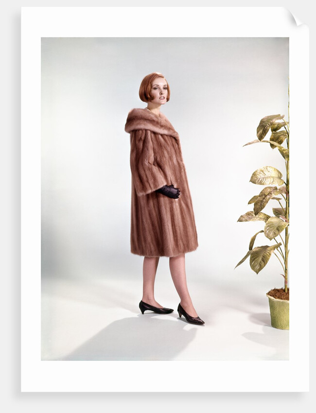 1960s Woman Wearing Fur Mink Coat by Anonymous