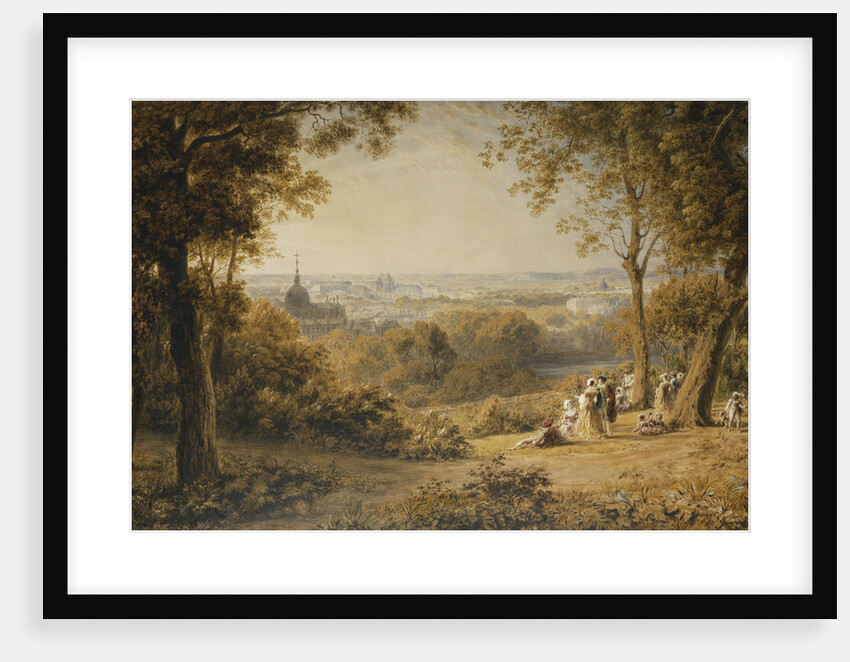 A View of Versailles with Elegant Figures in the Foreground at Sunset by George Barret the Younger