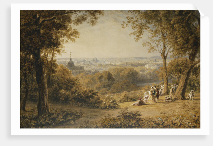 A View of Versailles with Elegant Figures in the Foreground at Sunset by George Barret the Younger