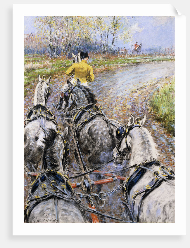 'The Kings Highway', Study from the Box Seat of The Old Berkeley Coach; The Cock Horse Taking Us up Reigate Hill by Gilbert Holiday