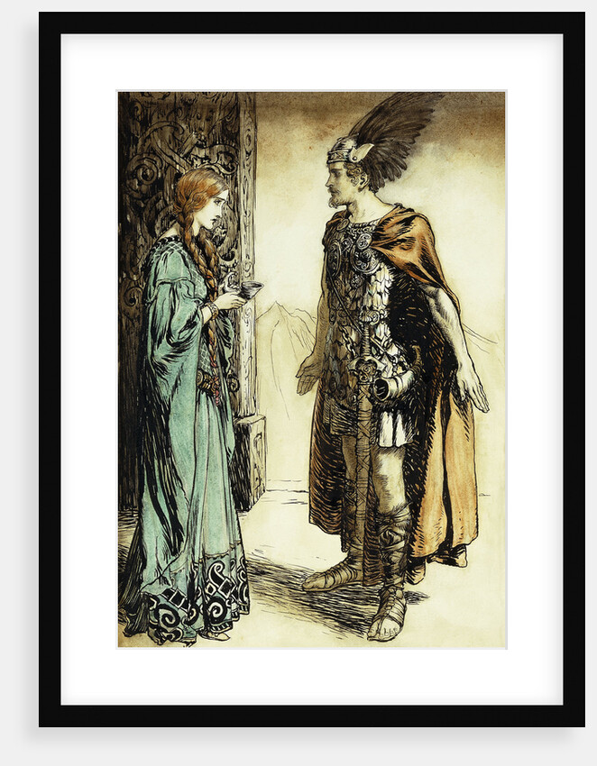 Siegfried meets Gutrune: The Twilight of the Gods by Arthur Rackham