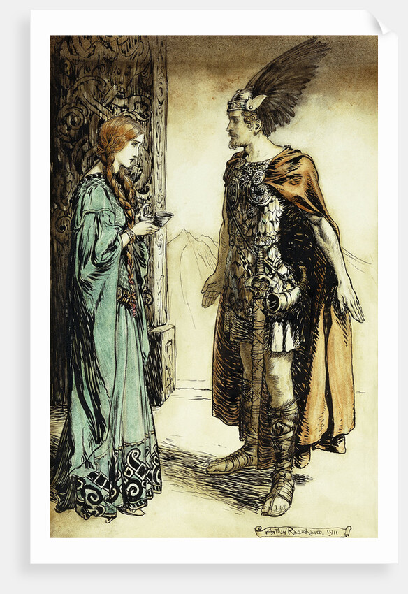 Siegfried meets Gutrune: The Twilight of the Gods by Arthur Rackham