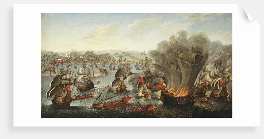 Franco-Spanish Action off the Port of Barcelona in July 1642 attributed to Pierre Puget by Anonymous