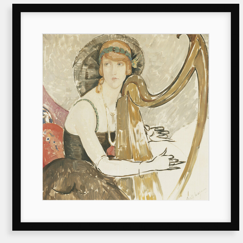 A Lady Playing a Harp by Gerda Wegener