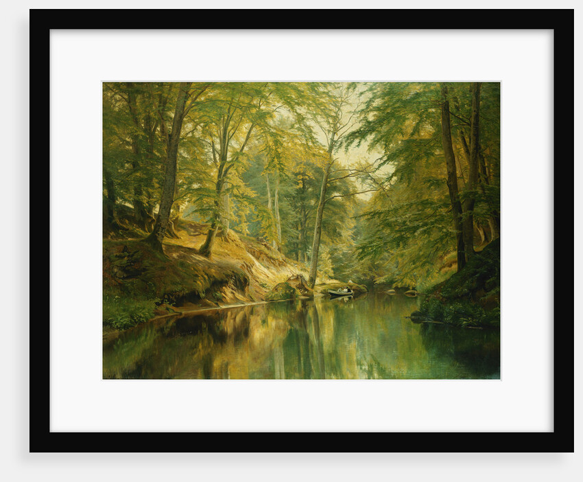 A Wooded River Landscape with Figures in a Boat by Christian Zacho