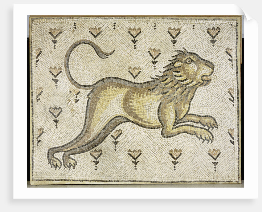 A Byzantine marble mosaic panel depicting a lion in a field of flowers by Anonymous